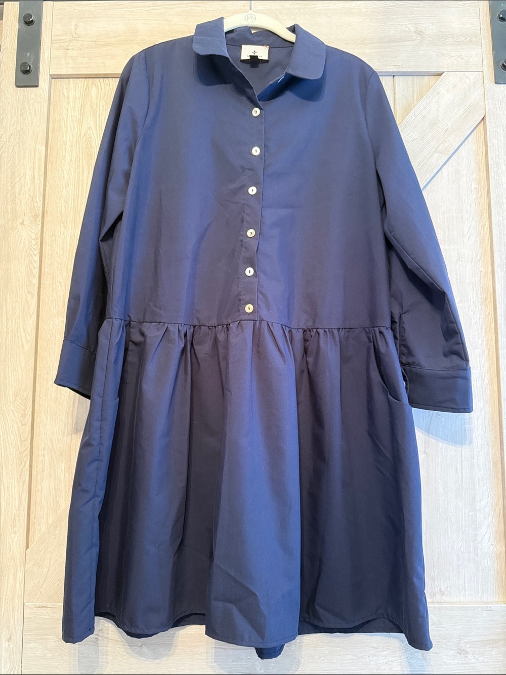 Tuckernuck Navy Button-Front Collared Twirl Dress